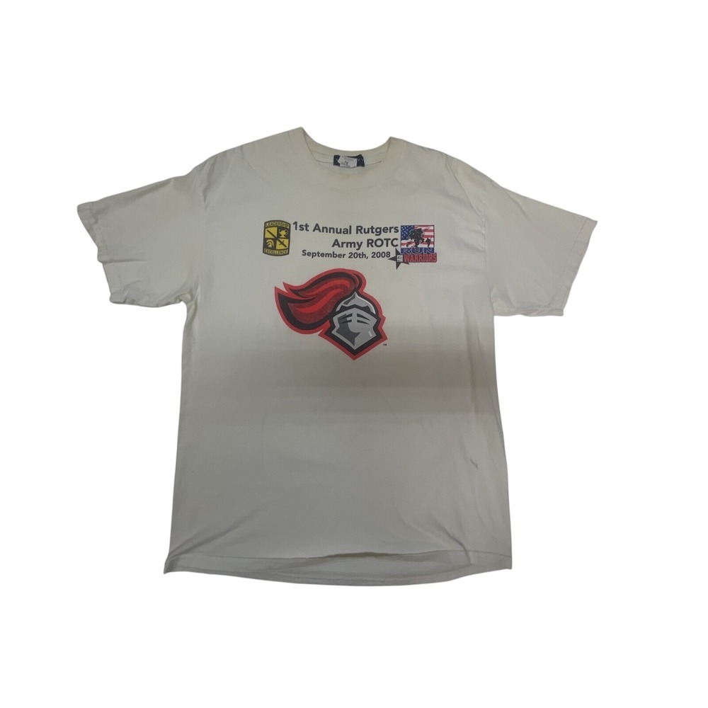 Vintage Velocity Rutgers Army ROTC Run for‎ the Warriors 2008 T-Shirt Mens Large